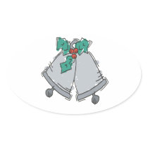 Silver Bells Oval Sticker