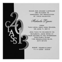 Silver Black 2013 Photo Graduation Invitation
