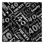 Silver & Black 40th Birthday Party Invitation