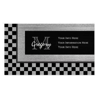 Silver & Black Checkered Monogram Business Cards 2 Pack Of Standard Business Cards