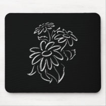 silver & black daisies mousepads