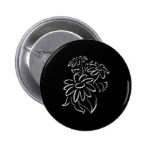 silver & black daisies pin