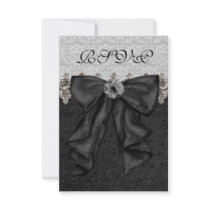 Silver Black Damask RSVP Personalized Invite