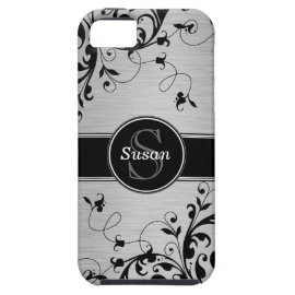 Silver Black Floral Swirls iPhone 5 Case-Mate