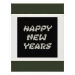 Silver black Happy New Years invitations