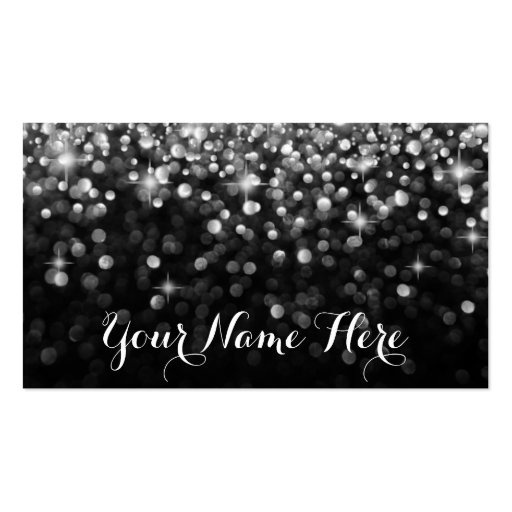 Silver Black Hollywood Glitz Glam Place Card Business Card Templates (front side)