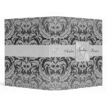 Silver & Black Monogram Damask Wedding Binder