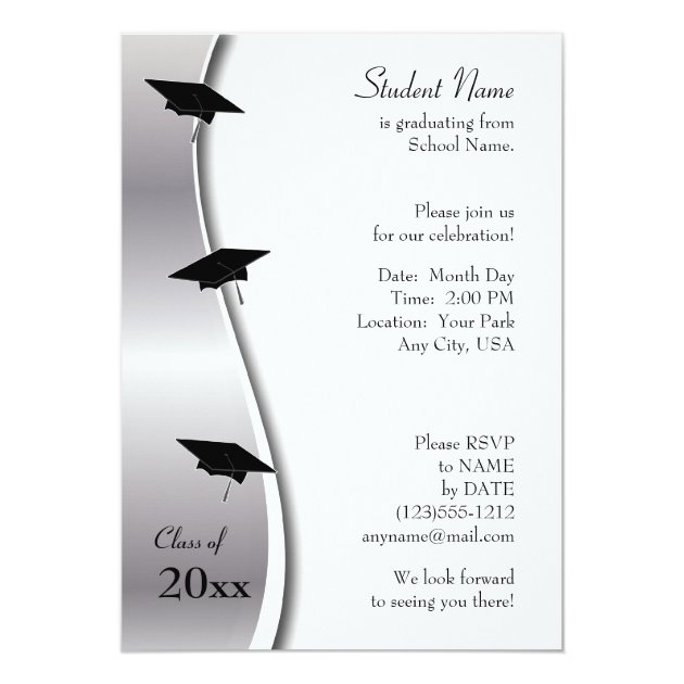 Silver & Black Music Graduation Invitation