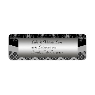 Silver & Black Ornate Chandelier Wedding Labels