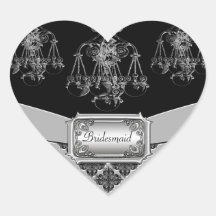 Silver & Black Ornate Chandelier Wedding Sticker