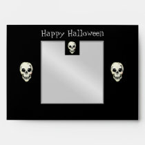 Silver & Black Smiling Skulls Halloween Envelope