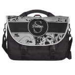 SILVER BLACK SWIRLS, YOUR MONOGRAM LAPTOP BAGS