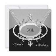 Silver Black White Invite 50th Birthday Party invitation
