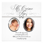 Silver Black White Photo Quinceanera Invitations