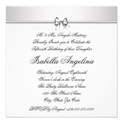 Silver Black White Photo Quinceanera Invitations