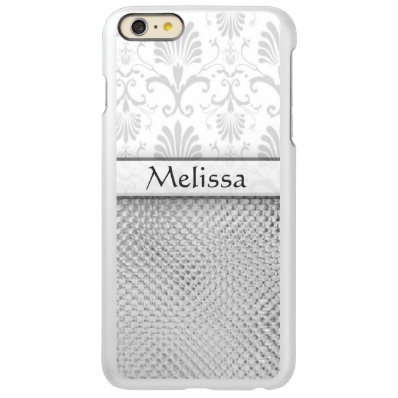 Silver Bling Effect Damask Pattern Personalized Incipio Feather® Shine iPhone 6 Plus Case