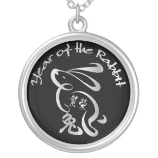 Silver / Blk Year of the Rabbit - Chinese New Year necklace