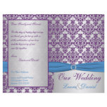 Silver, Blue, and Purple Damask Wedding Program flyers