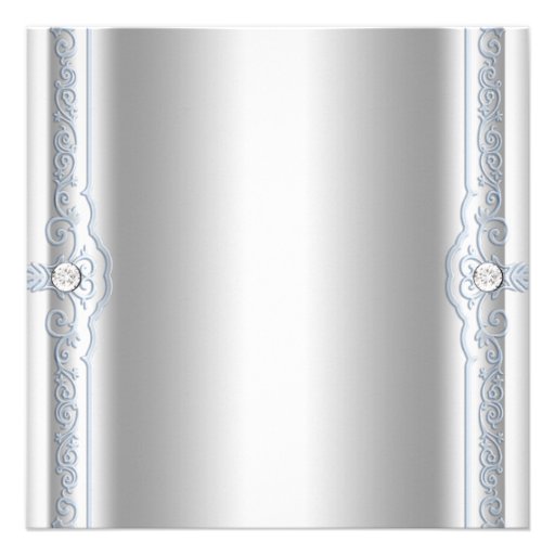 Silver Blue Baby Boy Christening Announcements