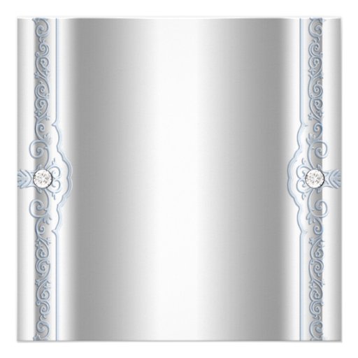 Silver Blue Baby Boy Christening Custom Announcements