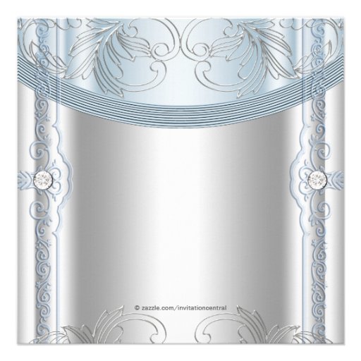 Silver Blue Baby Boy Christening Invite