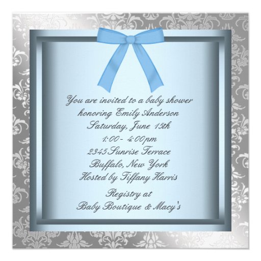 Silver Blue Black Prince Baby Boy Shower Invite