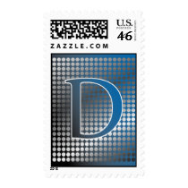 silver blue gradient D Monagram Postage stamps