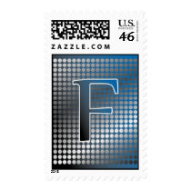 silver blue gradient F Monagram Postage stamps