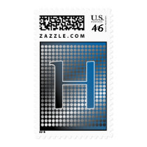 silver blue gradient H Monagram Postage stamps