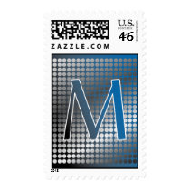silver blue gradient M Monagram Postage stamps