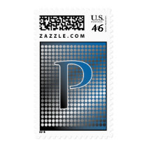 silver blue gradient P Monagram Postage stamps