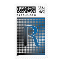 silver blue gradient R Monagram Postage stamps