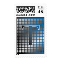 silver blue gradient T Monagram Postage stamps