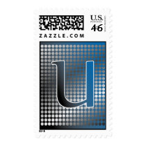 silver blue gradient U Monagram Postage stamps
