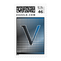 silver blue gradient V Monagram Postage stamps