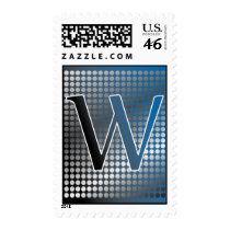 silver blue gradient W Monagram Postage stamps