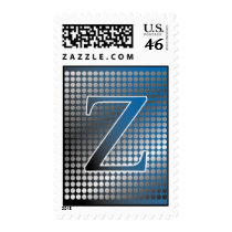 silver blue gradient Z Monagram Postage stamps
