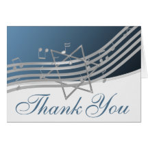 Silver Blue Music in the Air Thank You Note Greeting Card