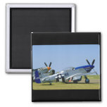 Silver & Blue, P51 Mustang, Side_WWII Planes 2 Inch Square Magnet