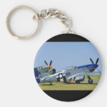 Silver & Blue, P51 Mustang, Side_WWII Planes Basic Round Button Keychain