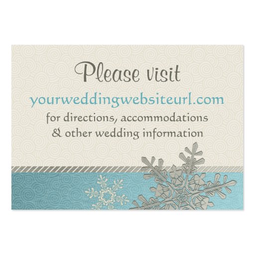 Silver Blue Snowflake Wedding Website Insert Card Business Card Templates