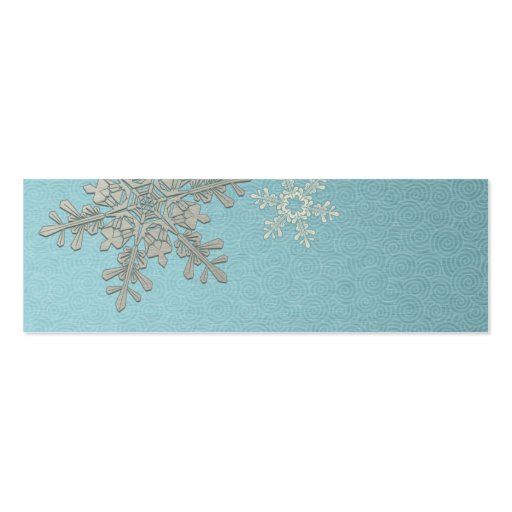 Silver Blue Snowflake Winter Wedding Favor Tags Business Card Templates (back side)