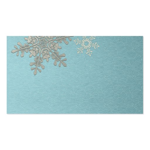 Silver Blue Snowflake Winter Wedding Place Cards Business Card Templates (back side)