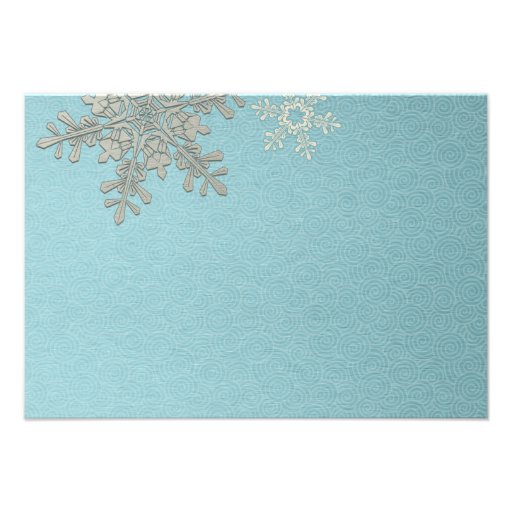 Silver Blue Snowflake Winter Wedding Reply Card
