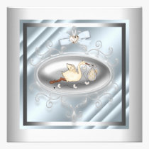 Silver Blue Stork Baby Boy Shower Invitations invitations