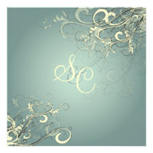 Silver blue/vanilla swirls Wedding Invitations