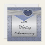 Silver Blue Wedding Anniversary Party Invitation