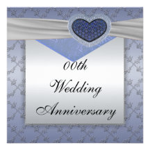 Silver Blue Wedding Anniversary Party Invitation