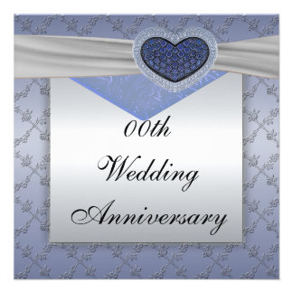 Silver Blue Wedding Anniversary Party Invitation Silver Blue Wedding Anniversary Party Invitation