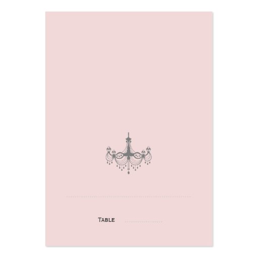Silver & Blush Chandelier place cards Business Card Template (front side)